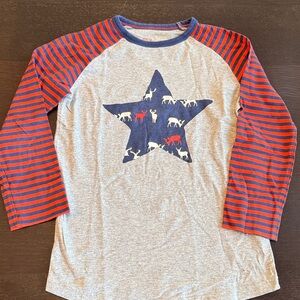 Boden Gray Raglan Tee with Star and Animal Print